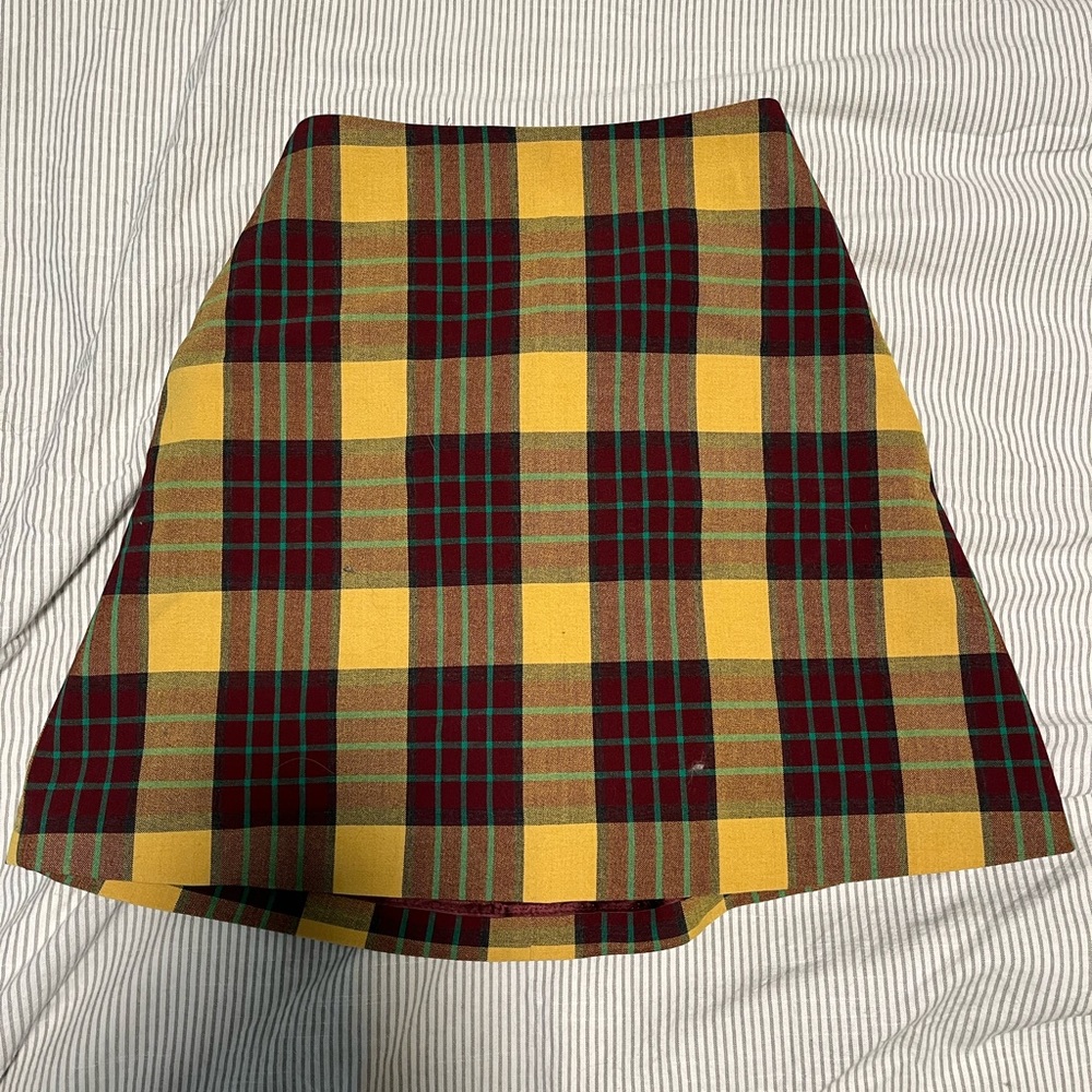 wilfred yellow plaid school girl style mini skirt aritzia